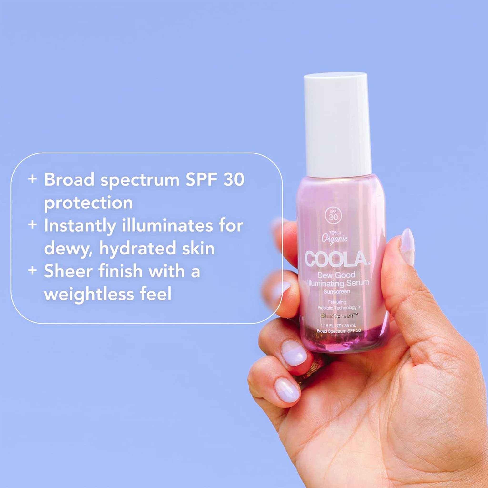 COOLA Dew Good Illuminating Serum Sunscreen SPF 30 – Hydrate, Brighten & Protect