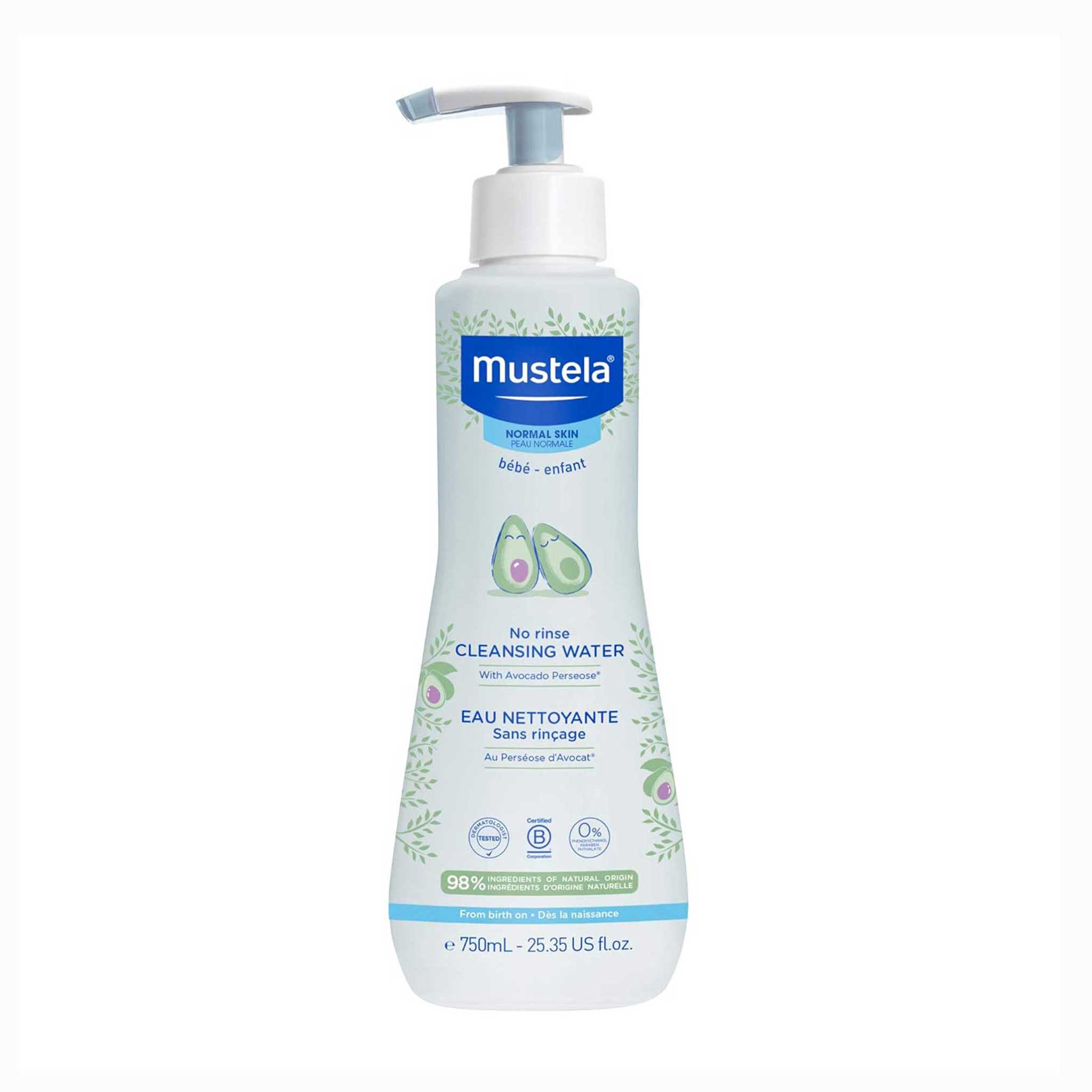 Mustela No-Rinse Cleansing Water – Gentle Cleanser for Baby’s Face, Body & Diaper Area