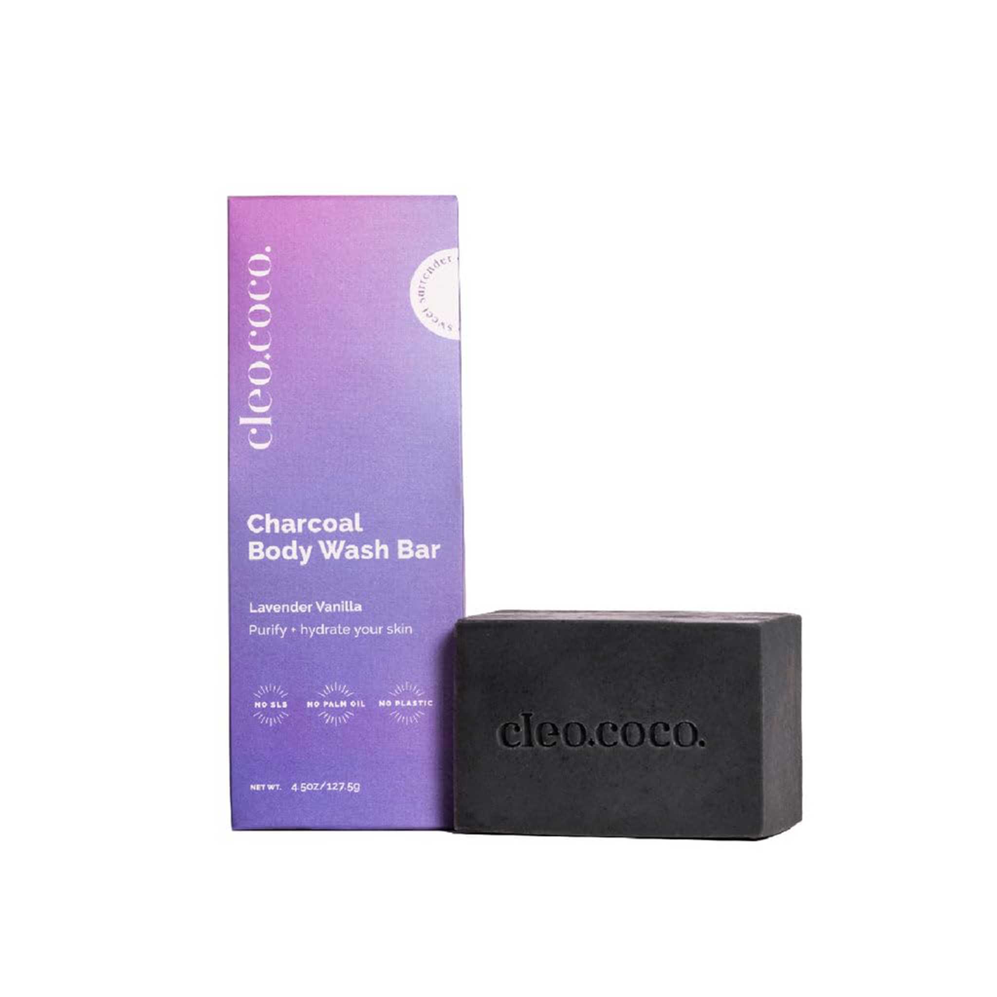 Cleo + Coco Charcoal Body Wash Bar – Lavender Vanilla