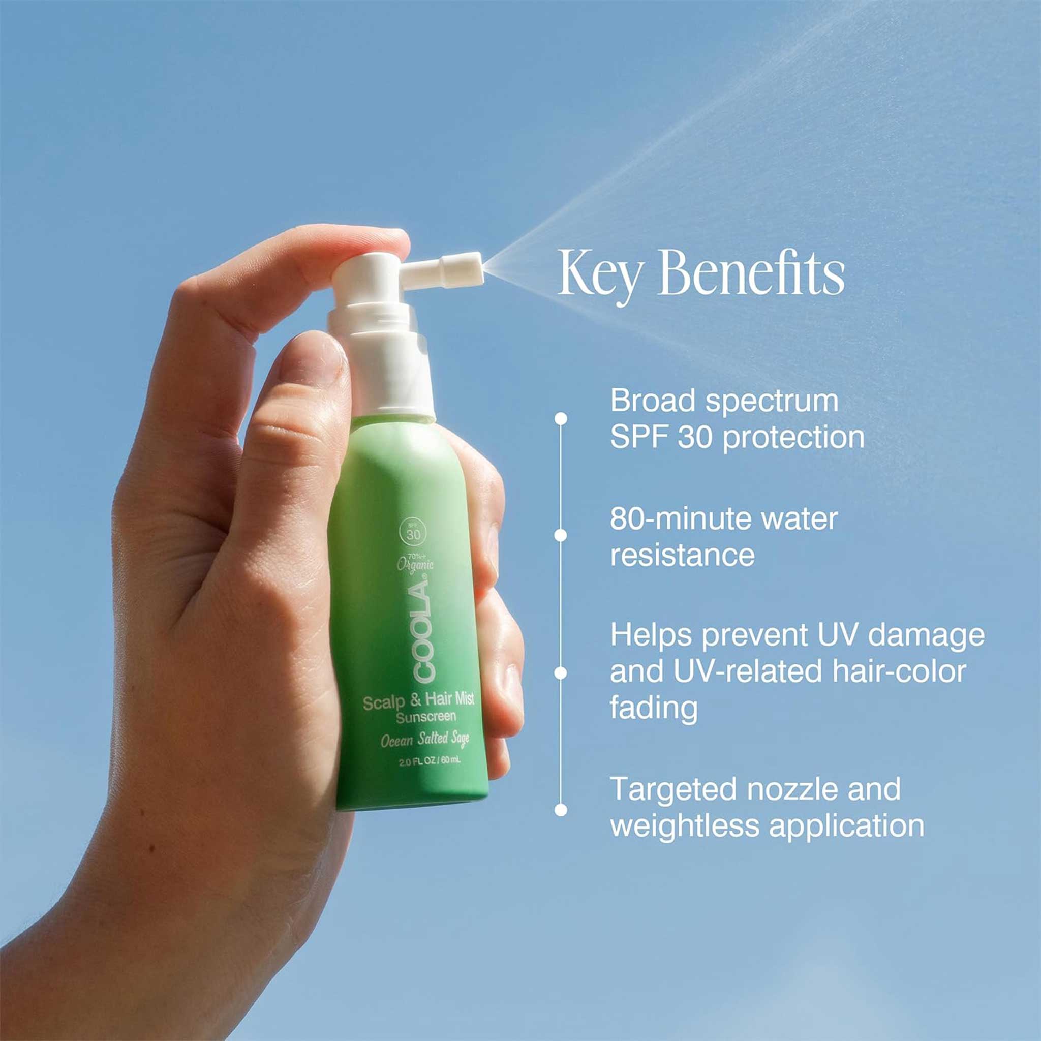 COOLA Scalp & Hair Mist Sunscreen SPF 30 – Organic UV Protection