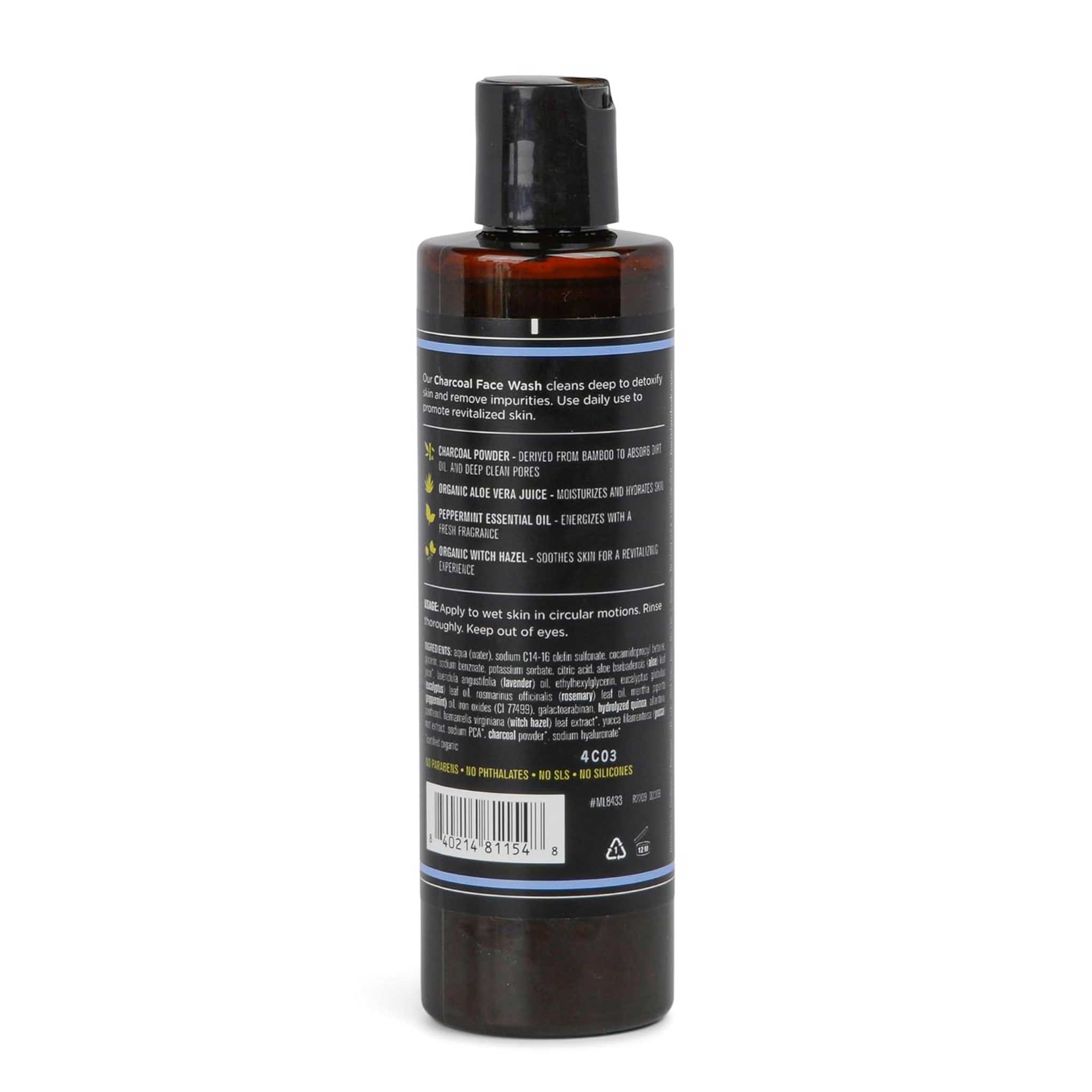 Barrel and Oak Cleansing Charcoal Face Wash - Mint & Eucalyptus