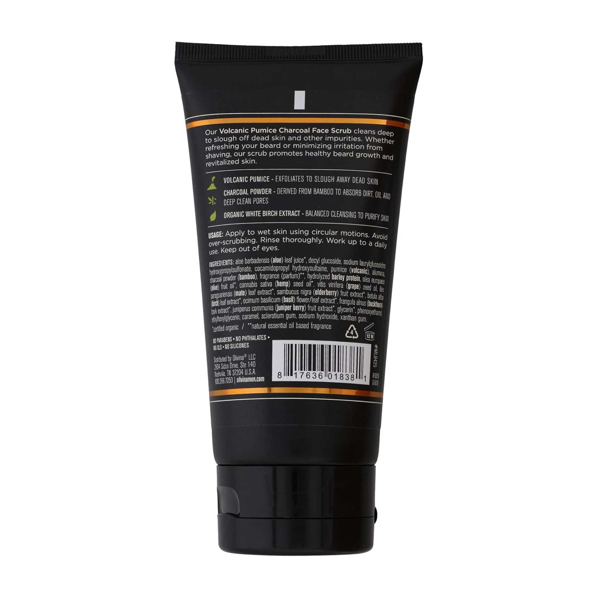 Barrel and Oak Volcanic PumiceCharcoal Face Scrub Bourbon Cedar