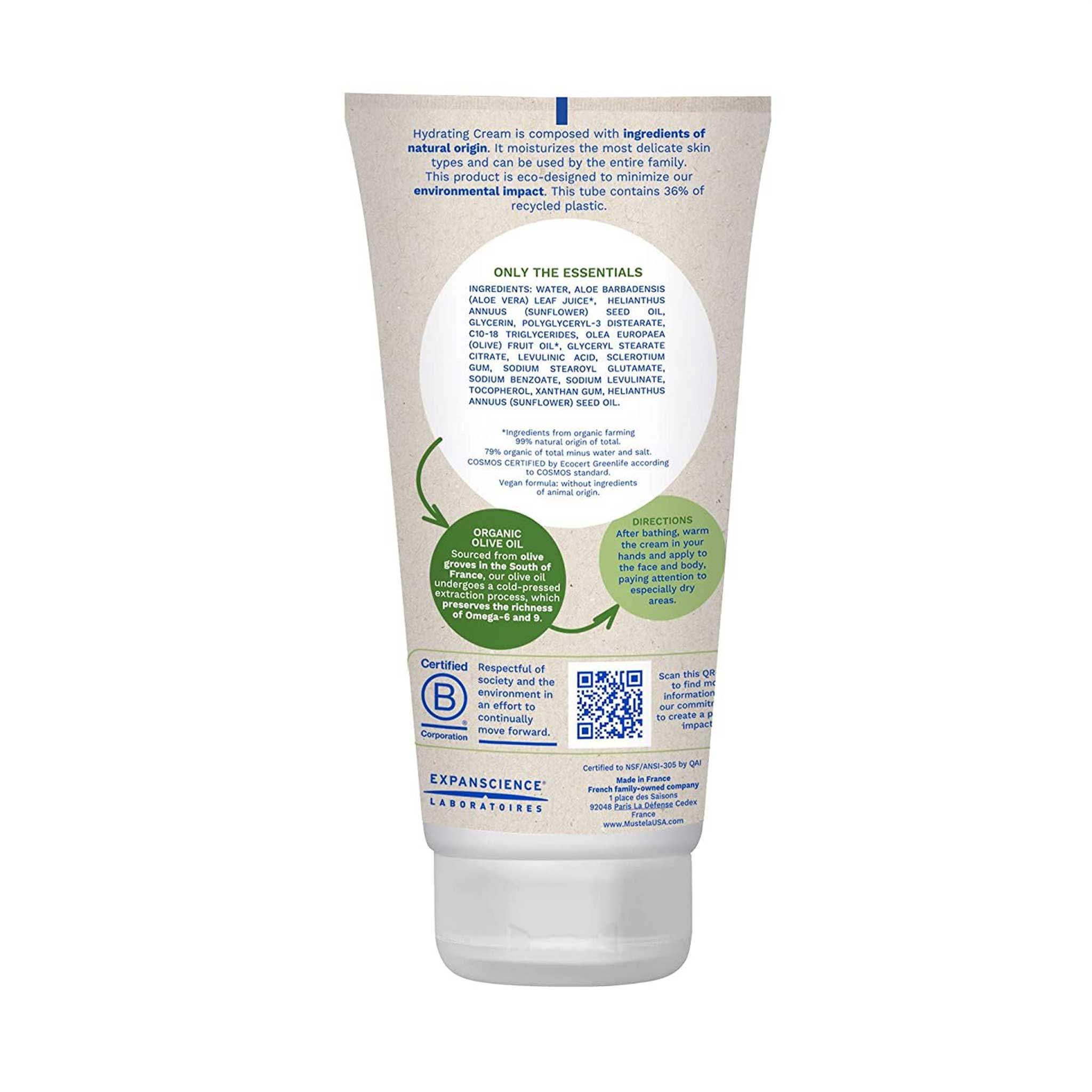 Mustela Organic Hydrating Cream – Face & Body with Aloe Vera & Olive Oil