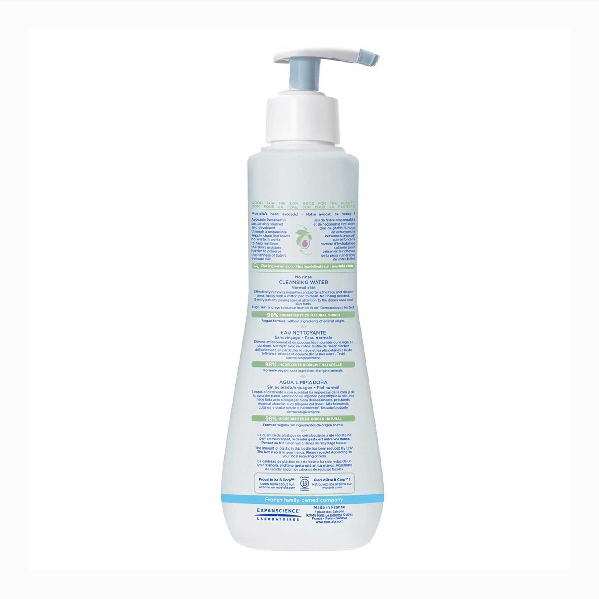 Mustela No-Rinse Cleansing Water – Gentle Cleanser for Baby’s Face, Body & Diaper Area