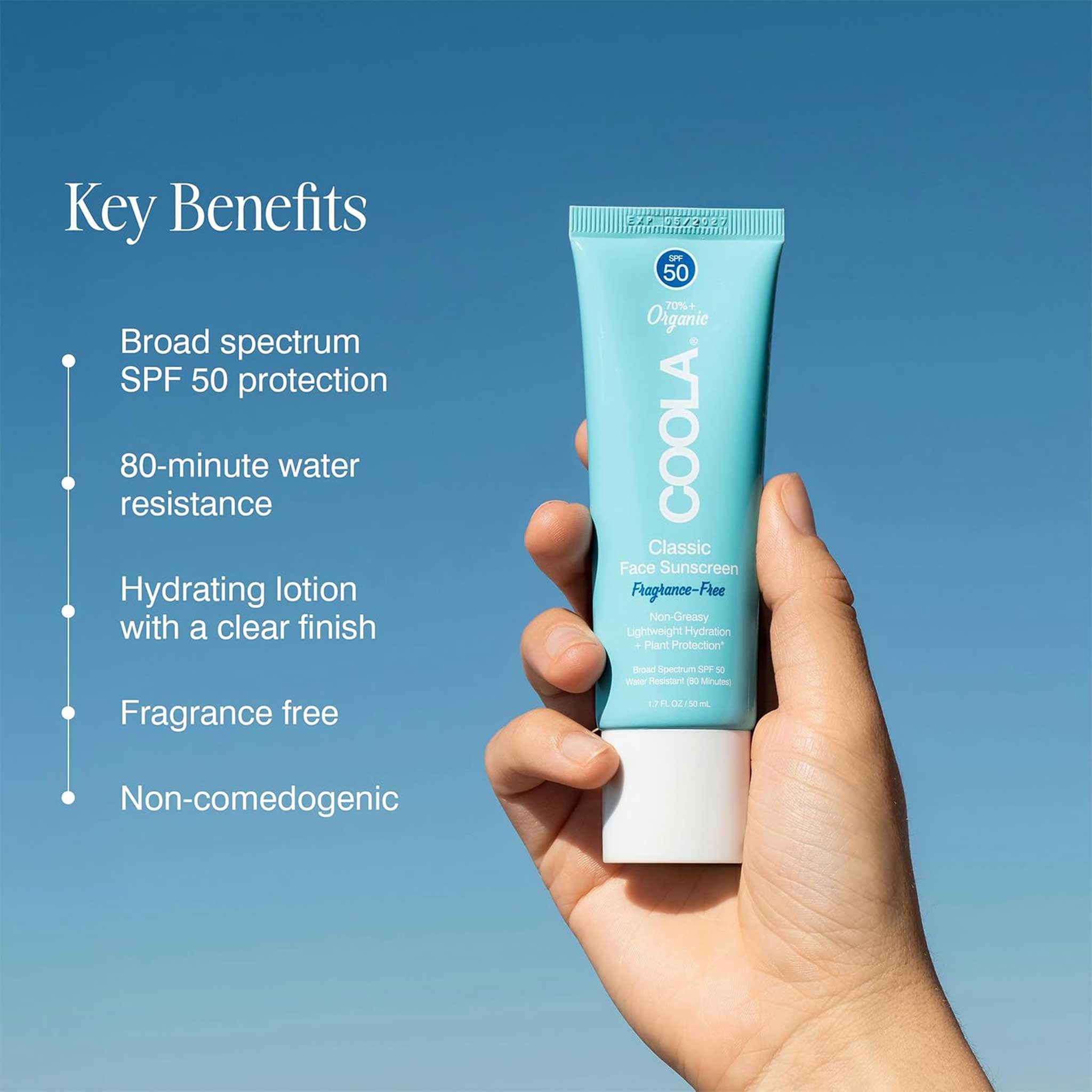 COOLA Classic Face Sunscreen SPF 50 – Fragrance-Free & Lightweight Protection